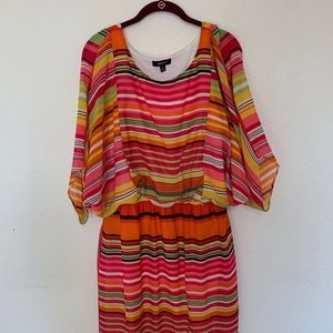 Metrostyle Multicolored Dress with a Belt.